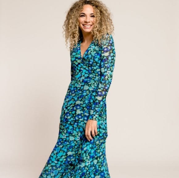 ganni printed mesh wrap skirt